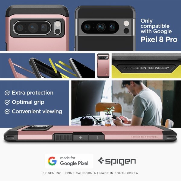 Spigen Google Pixel 8 Pro Suojakuori Tough Armor Rose Gold