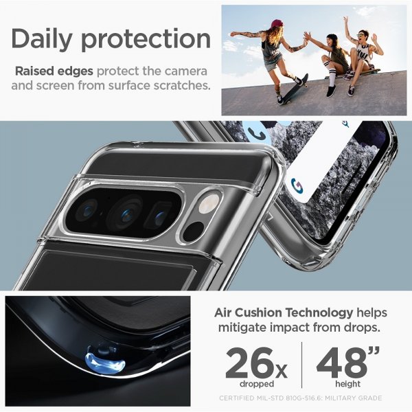 Spigen Google Pixel 8 Pro Ultra Hybrid -suojakuori, läpinäkyvä