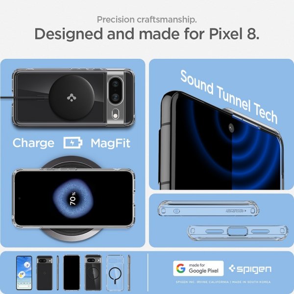 Spigen Google Pixel 8 -suojakuori Ultra Hybrid OneTap Ring MagFit, musta