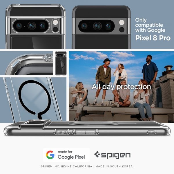 Spigen Google Pixel 8 Pro -kuori Ultra Hybrid OneTap Ring MagFit, musta