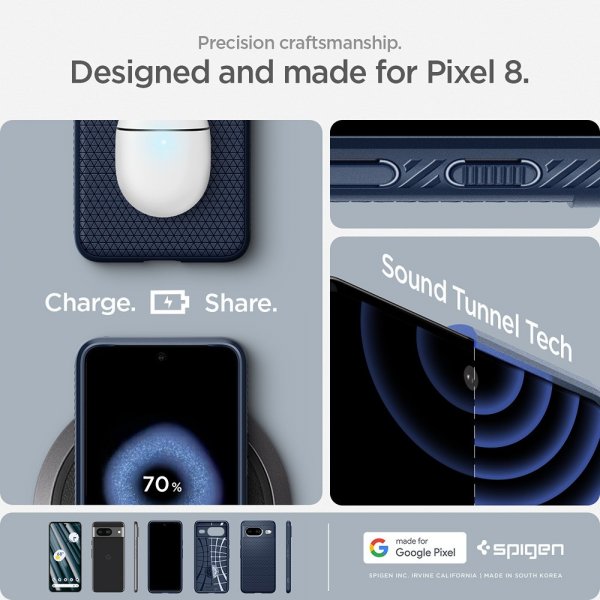 Spigen Google Pixel 8 -kuori, Liquid Air, tummansininen