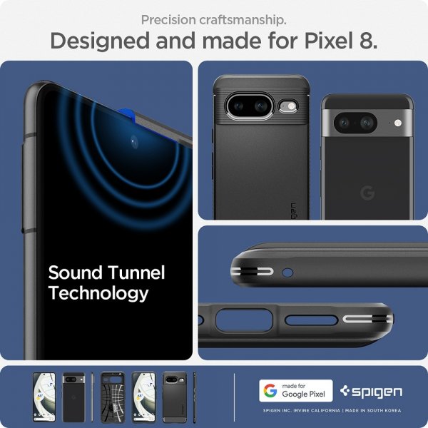 Spigen Google Pixel 8 -kuori Rugged Armor Matte Black