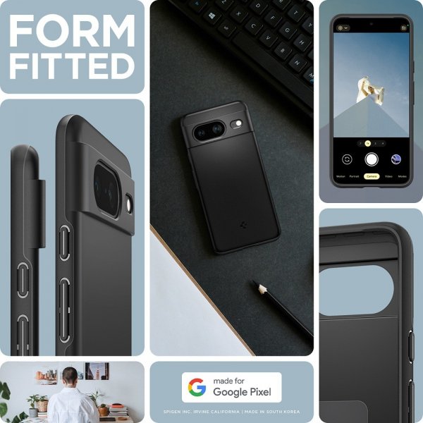 Spigen Google Pixel 8 Thin Fit -kuori, musta
