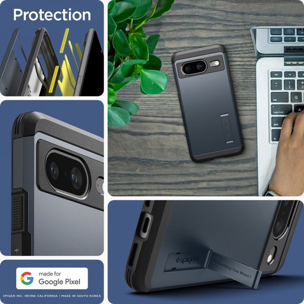 Spigen Google Pixel 8 -suojakuori Tough Armor Metal Slate