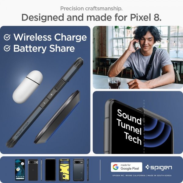Spigen Google Pixel 8 -suojakuori Tough Armor Metal Slate