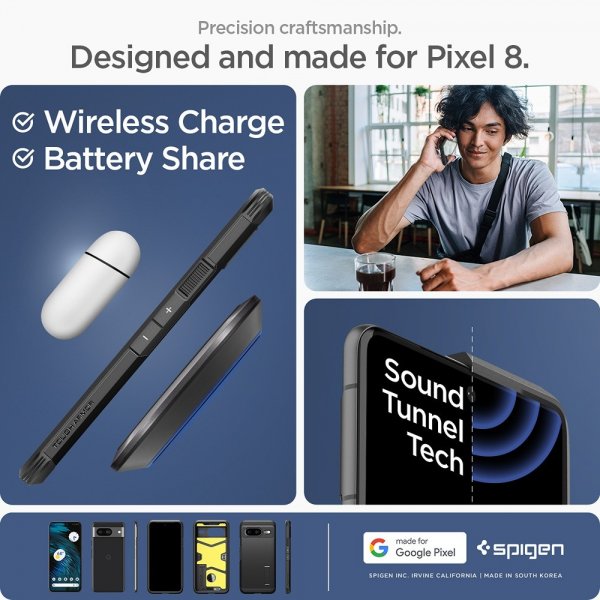 Spigen Google Pixel 8 -suojakuori Tough Armor, musta