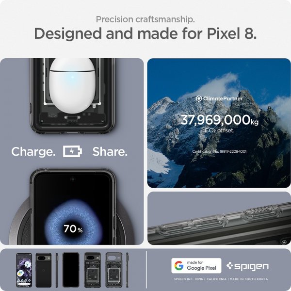 Spigen Google Pixel 8 -suojakuori Ultra Hybrid Zero One, musta