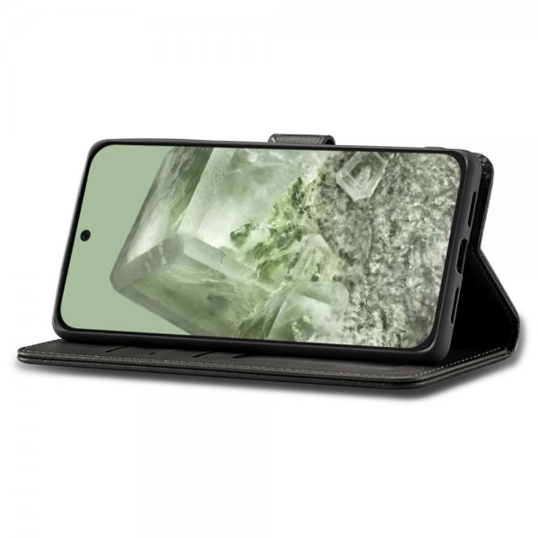 Lc.Imeeke Google Pixel 8a Kotelo Korttipidikkeellä Jalustaominaisuudella Musta