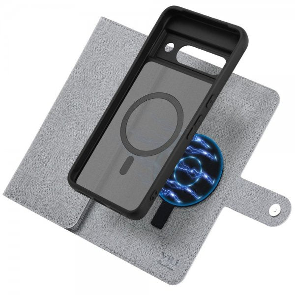 VILI Google Pixel 8a Suojakotelo irrotettavalla kuorella GMA Series MagSafe Harmaa