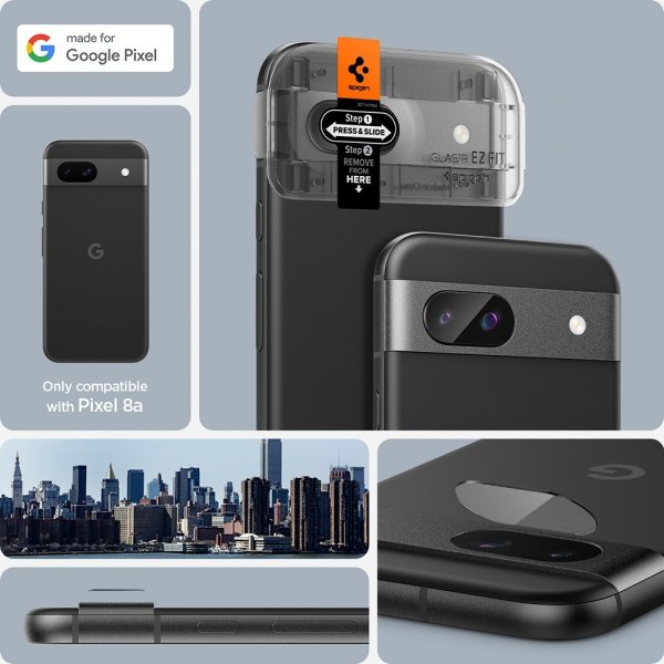 Spigen Google Pixel 8a Kameransuojus Lasia.tR EZ Fit Optik 2-pack Crystal Clear