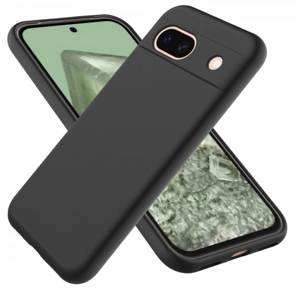 Google Pixel 8a -kuori, silikoninen, musta, hihnalla