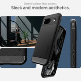 Spigen Google Pixel 8a -kuori Rugged Armor Matte Black