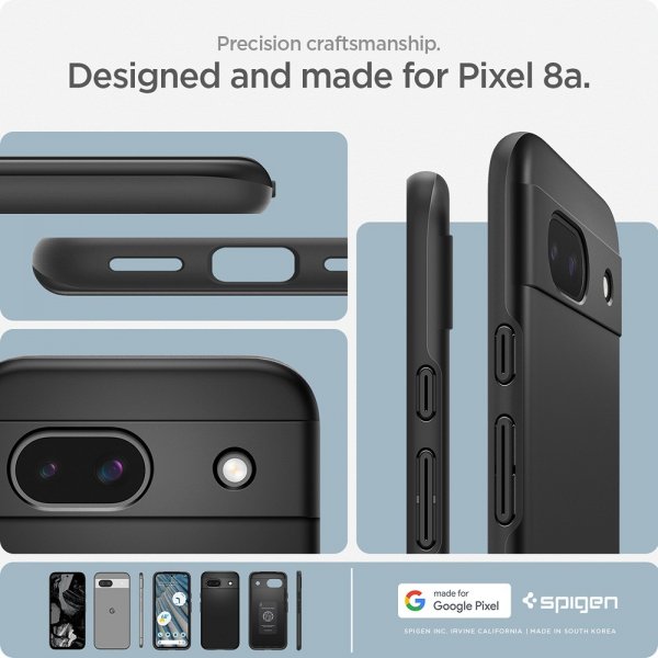 Spigen Google Pixel 8a Thin Fit -suojakuori, musta
