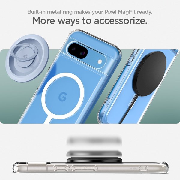 Spigen Google Pixel 8a Kuori Ultra Hybrid Metallirengas MagFit Valkoinen