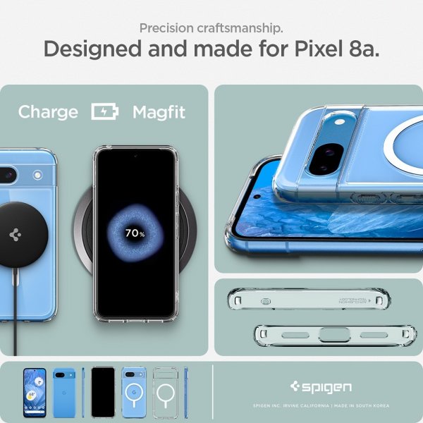 Spigen Google Pixel 8a Kuori Ultra Hybrid Metallirengas MagFit Valkoinen