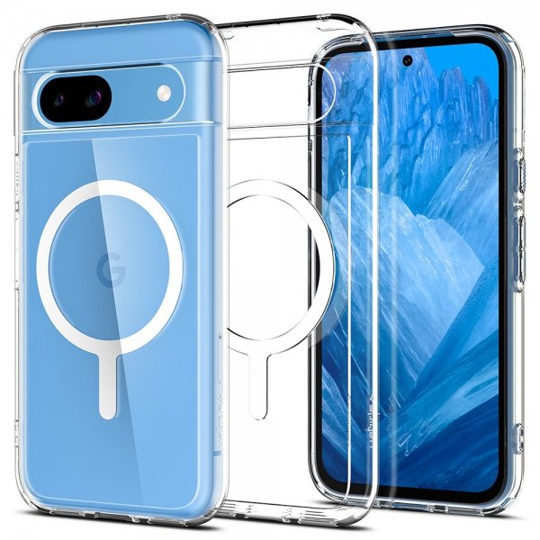 Spigen Google Pixel 8a Kuori Ultra Hybrid Metallirengas MagFit Valkoinen