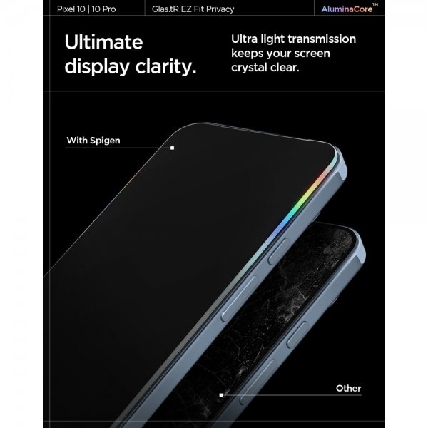 Spigen Google Pixel 9/9 Pro/Pixel 10/10 Pro Näytönsuoja GLAS.tR EZ Fit Privacy 2-pakkaus