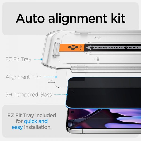 Spigen Google Pixel 9/9 Pro/Pixel 10/10 Pro Näytönsuoja GLAS.tR EZ Fit Privacy 2-pakkaus
