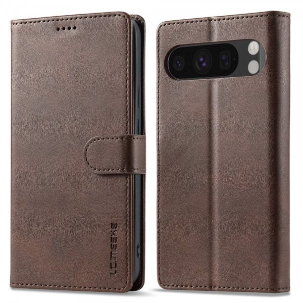 Lc.Imeeke Google Pixel 9/Pixel 9 Pro/Pixel 10/Pixel 10 Pro Suojakuori korttipidikkeellä, tummanruskea