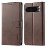Lc.Imeeke Google Pixel 9/Pixel 9 Pro/Pixel 10/Pixel 10 Pro Suojakuori korttipidikkeellä, tummanruskea