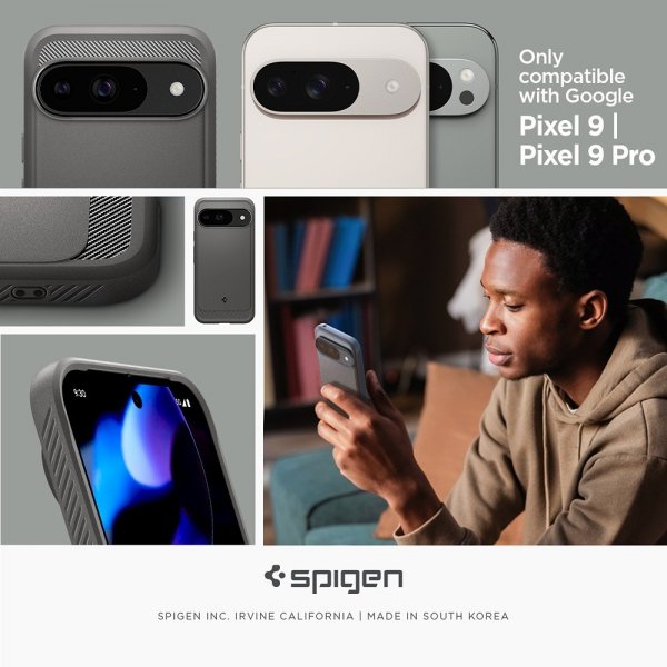 Spigen Google Pixel 9/Pixel 9 Pro Suojakuori Rugged Armor Marble Gray