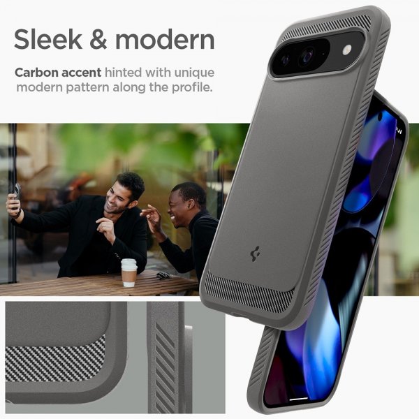 Spigen Google Pixel 9/Pixel 9 Pro Suojakuori Rugged Armor Marble Gray