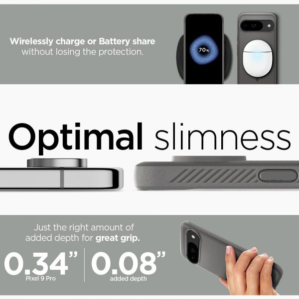 Spigen Google Pixel 9/Pixel 9 Pro Suojakuori Rugged Armor Marble Gray