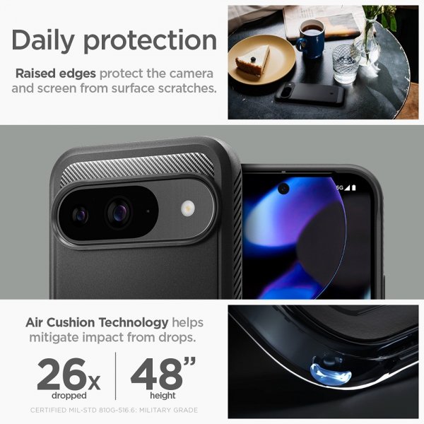 Spigen Google Pixel 9/Pixel 9 Pro Kuori Rugged Armor Mattamusta