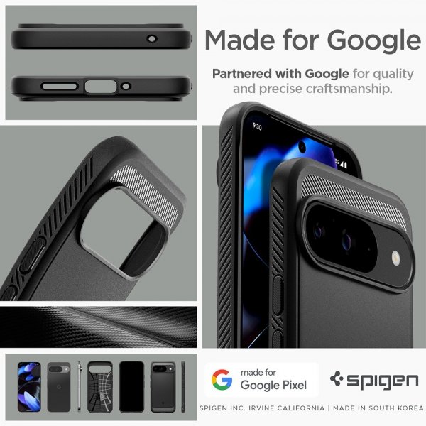 Spigen Google Pixel 9/Pixel 9 Pro Kuori Rugged Armor Mattamusta
