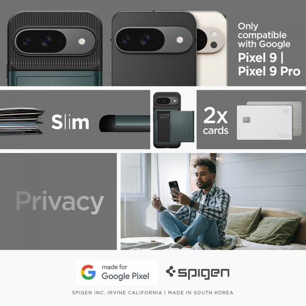 Spigen Google Pixel 9/Pixel 9 Pro Suojakuori Slim Armor CS Abyss Green