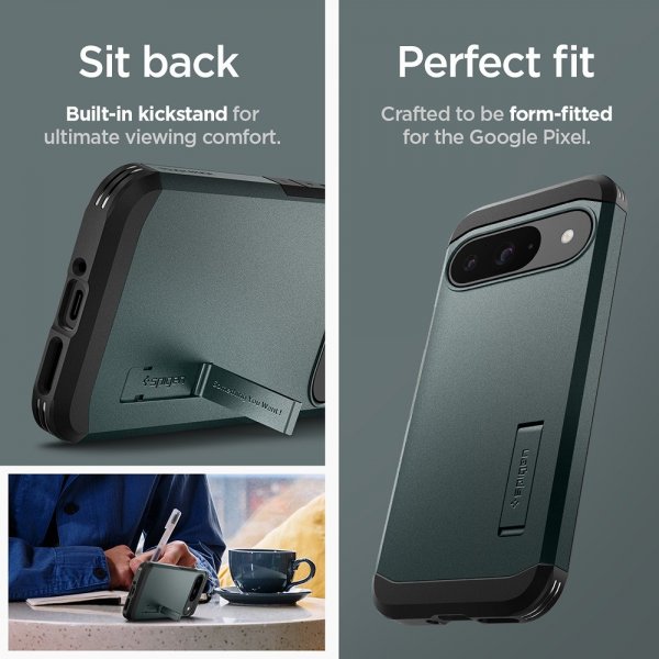 Spigen Google Pixel 9/Pixel 9 Pro Suojakuori Tough Armor Abyss Green