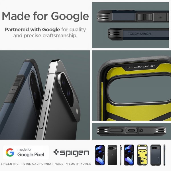 Spigen Google Pixel 9/Pixel 9 Pro kuori, Tough Armor, Metal Slate