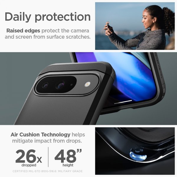 Spigen Google Pixel 9/Pixel 9 Pro Kuori Tough Armor Musta