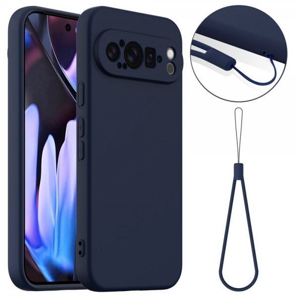Google Pixel 9 Pro -kuori silikoninauhalla MagSafe, tummansininen