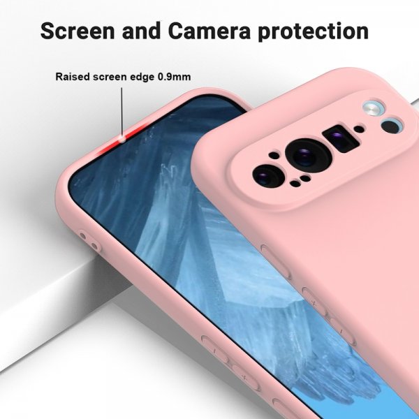 Google Pixel 9 Pro Kuori hihnalla Silikoni Vaaleanpunainen