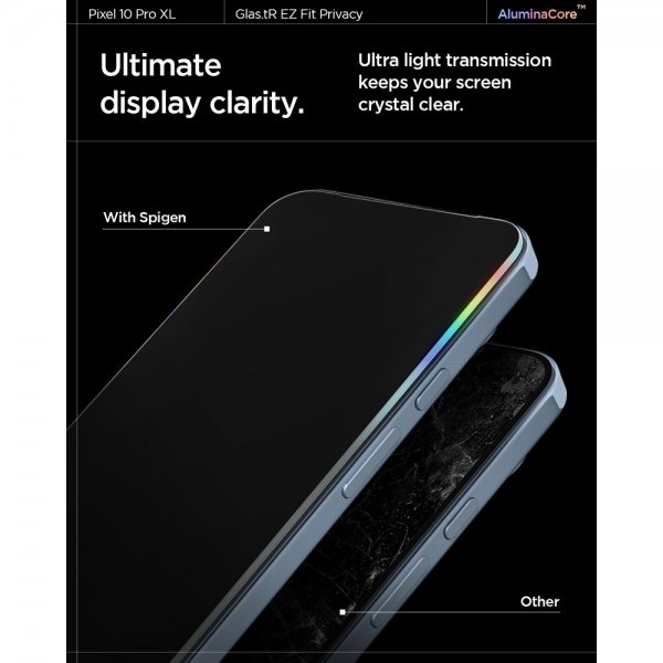 Spigen Google Pixel 9 Pro XL/Pixel 10 Pro XL Näytönsuoja GLAS.tR EZ Fit Privacy 2-pakkaus