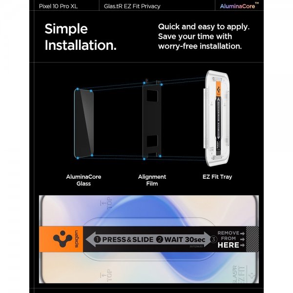 Spigen Google Pixel 9 Pro XL/Pixel 10 Pro XL Näytönsuoja GLAS.tR EZ Fit Privacy 2-pakkaus