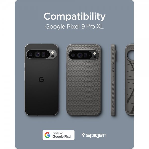 Spigen Google Pixel 9 Pro XL -suojakuori Liquid Air Marble Gray