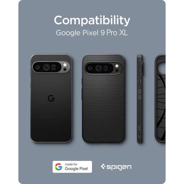 Spigen Google Pixel 9 Pro XL -suojakuori, Liquid Air, mattamusta
