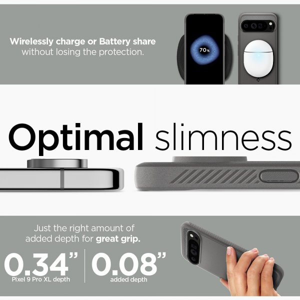 Spigen Google Pixel 9 Pro XL -suojakuori Rugged Armor Marble Gray
