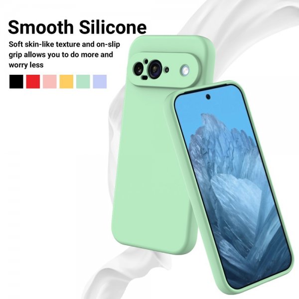 Google Pixel 9 -kuori rannehihnalla, silikonia, vihreä