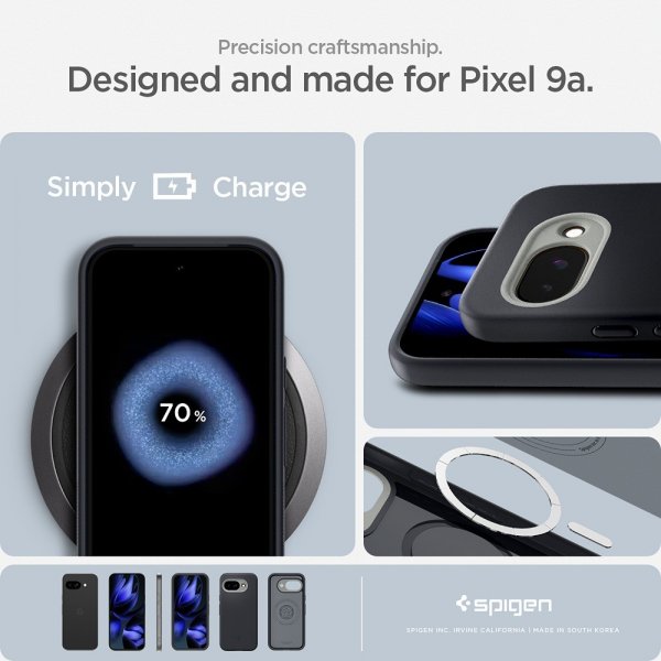 Spigen Google Pixel 9a -suojakuori Nano Pop MagFit, Black Sesame