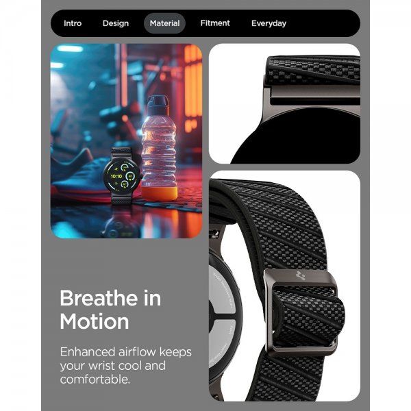 Spigen Google Pixel Watch 1/2/3/4 41mm Armband Lite Fit X Musta