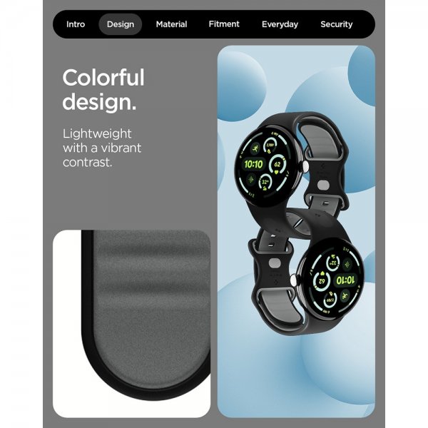 Spigen Google Pixel Watch 1/2/3/4 41 mm ranneke Nano Pop Black Sesame