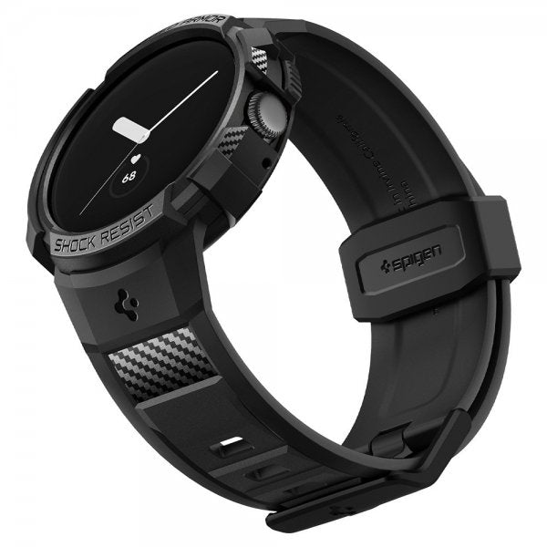 Spigen Google Pixel Watch 1/2/3 41mm Ranneke ja Suojakuori Rugged Armor Pro Musta