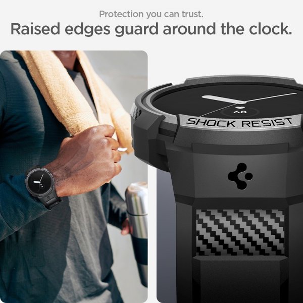 Spigen Google Pixel Watch 1/2/3 41mm Ranneke ja Suojakuori Rugged Armor Pro Musta