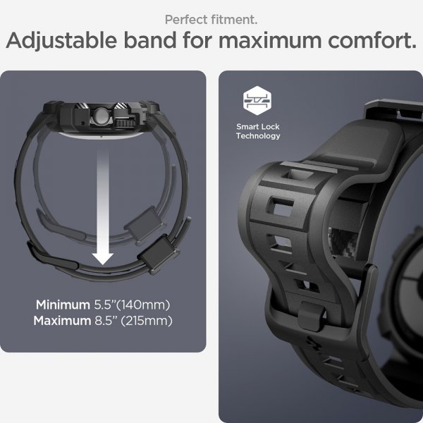 Spigen Google Pixel Watch 1/2/3 41mm Ranneke ja Suojakuori Rugged Armor Pro Musta
