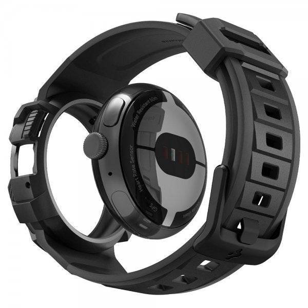 Spigen Google Pixel Watch 1/2/3 41mm Ranneke ja Suojakuori Rugged Armor Pro Musta