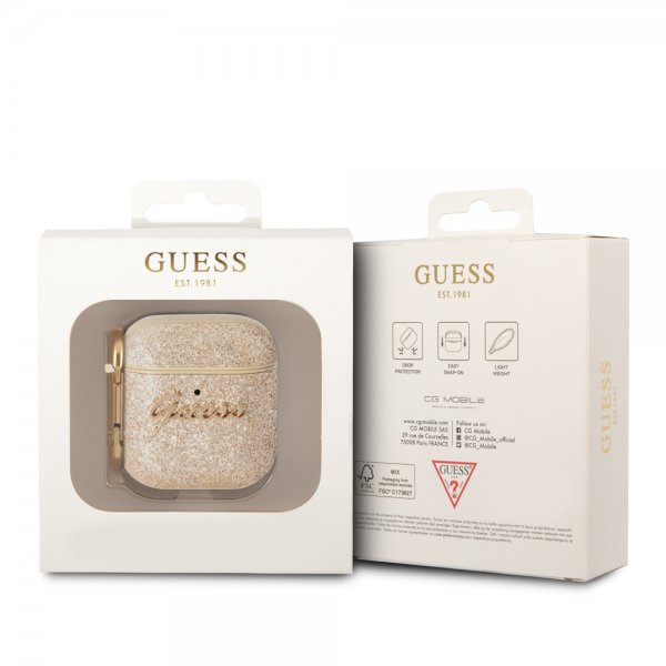 Guess AirPods 1/2 Kuoret Glitter Flakes Kulta