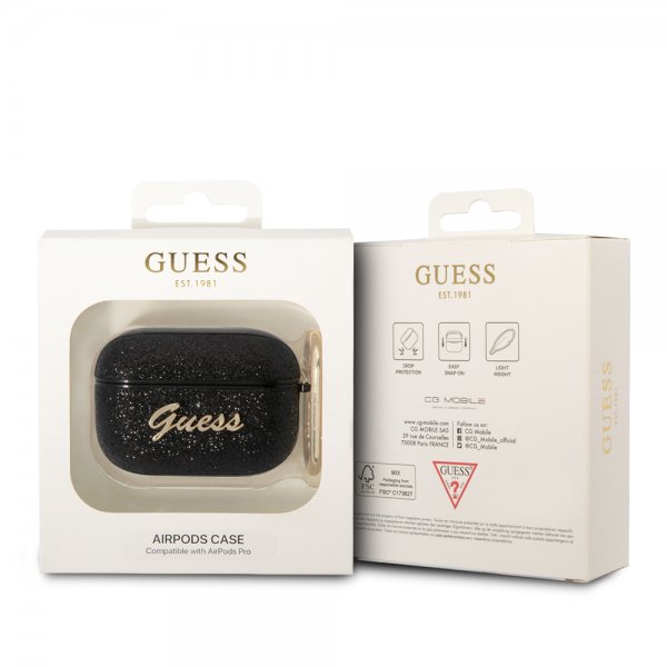 Guess AirPods Pro Kuoret Glitter Flakes Musta